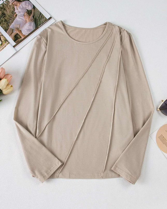 Asymmetric Seam Detail Long Sleeve Top