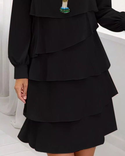 Full Size Layered Long Sleeve Mini Dress Plus Size