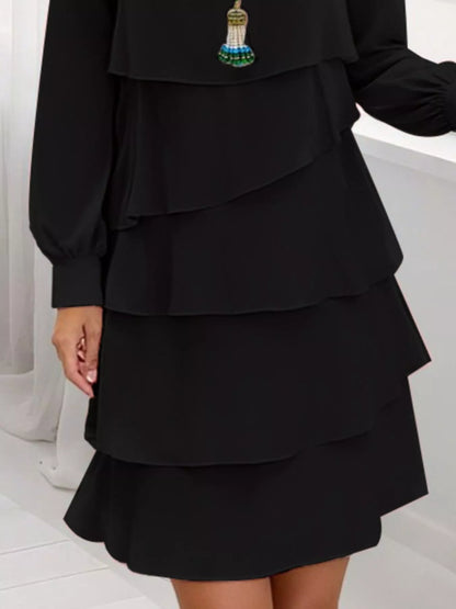 Full Size Layered Long Sleeve Mini Dress Plus Size