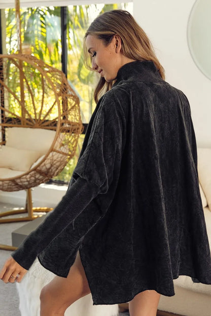 BiBi Vintage Washed Quilted Half Zip Top