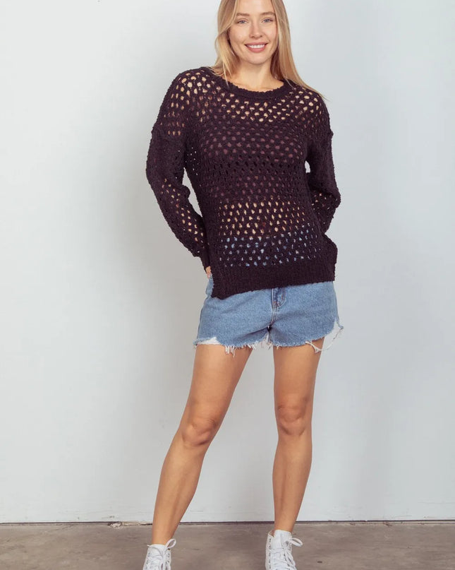 VERY J Openwork Slit Knit Cover Up