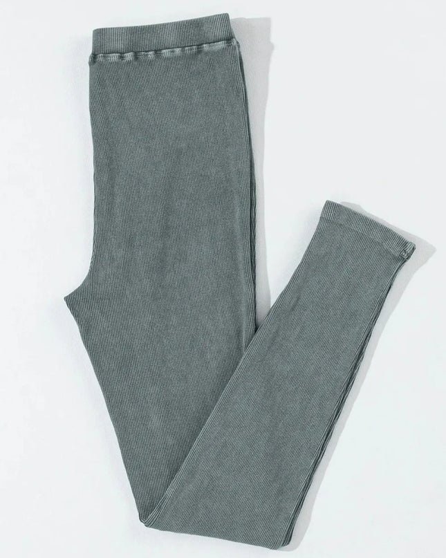 Ribbed Elastic Waist Leggings