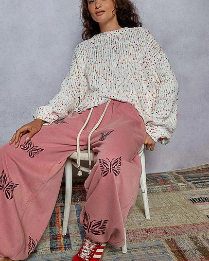 POL Round Neck Fringed Hem Sweater