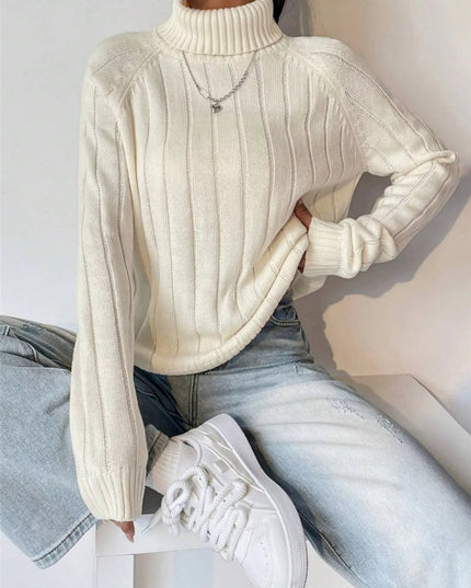 Ribbed Turtleneck Long Sleeve Sweater