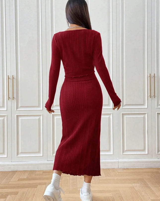 Cami Dress and Tied Long Sleeve Cardigan Set