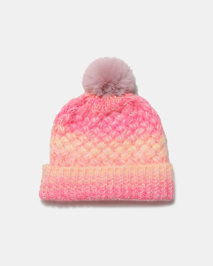 Gradient Knit Hat with Pompom