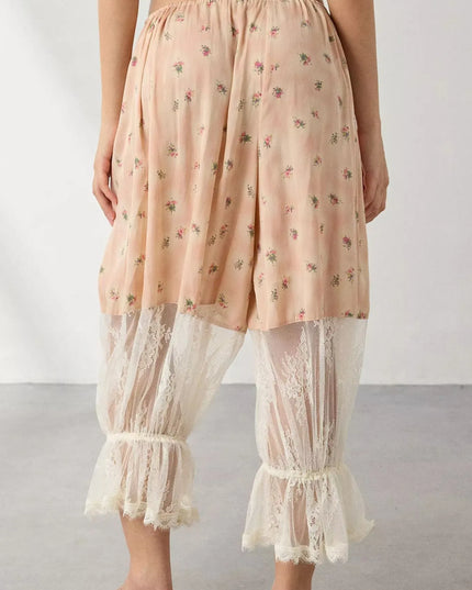 Floral Lace Patchwork Pants
