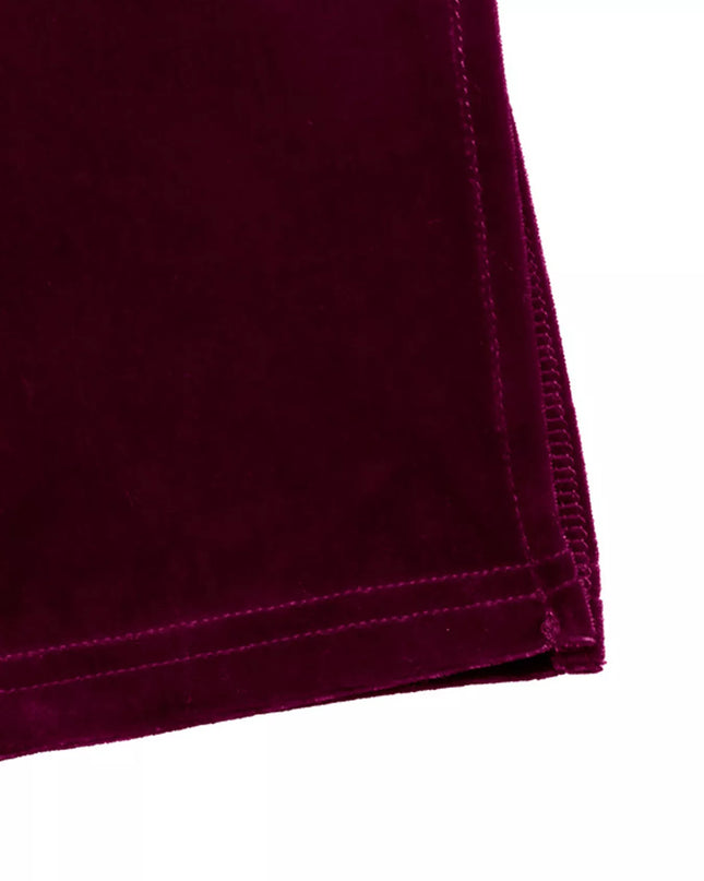 Velvet Slit Round Neck Long Sleeve Dress with Side Tie Detail