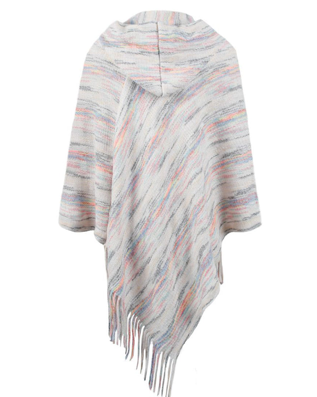 Fringe Hem Hooded Poncho