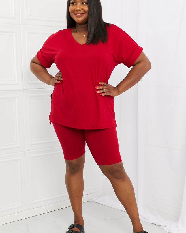 Zenana Full Size Quiet Moments Brushed Lounge Set in Burgundy