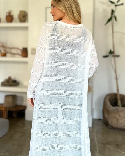 Double Take Full Size Open Front Longline Cardigan 