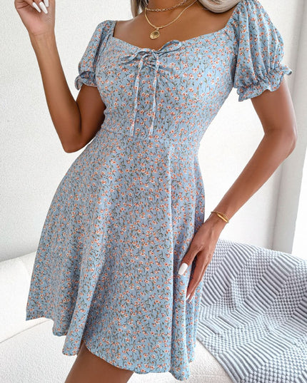 Ditsy Floral Drawstring A-Line Dress