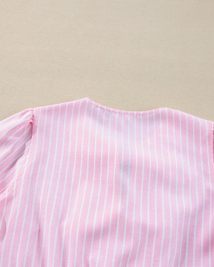 Tie Front Striped Peplum Blouse