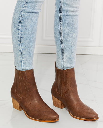 MMShoes Love the Journey Stacked Heel Chelsea Boot in Chestnut Brown