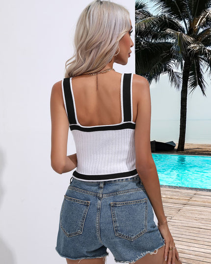 Contrast Crisscross Knit Tank