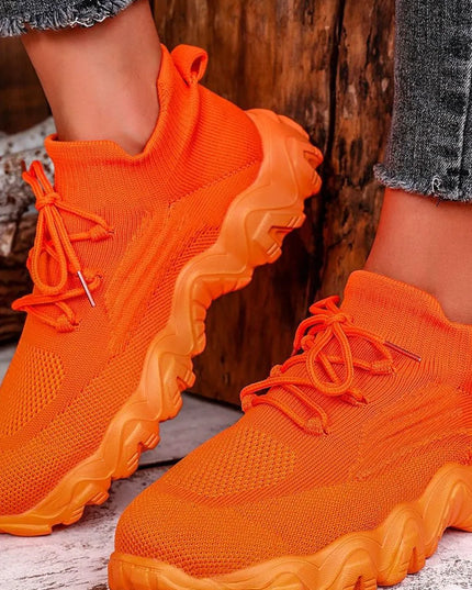 Mesh Lace-Up Round Toe Athletic 