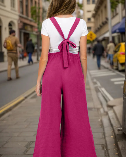 Double Take Full Size Wide Leg Overalls with Pockets