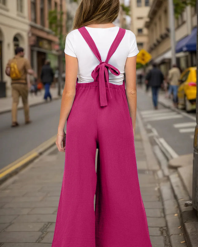 Double Take Full Size Wide Leg Overalls with Pockets