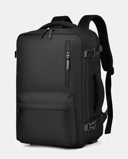 Oxford Cloth Side Pockets Backpack Bag with Handles Black One Size