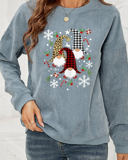 Faceless Gnome Graphic Drop Shoulder Sweatshirt