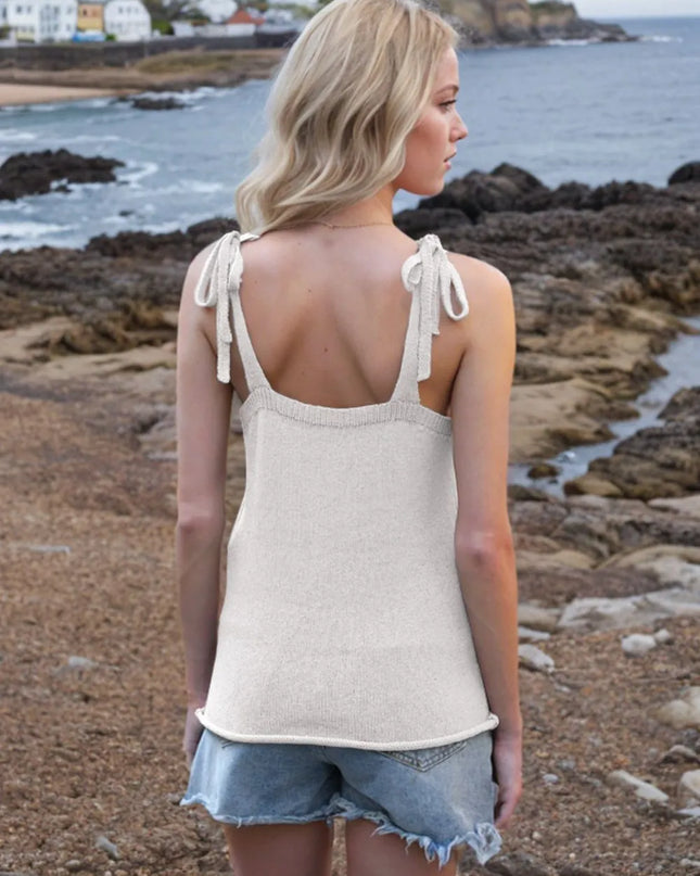 Tie Shoulder V-Neck Sweater Vest