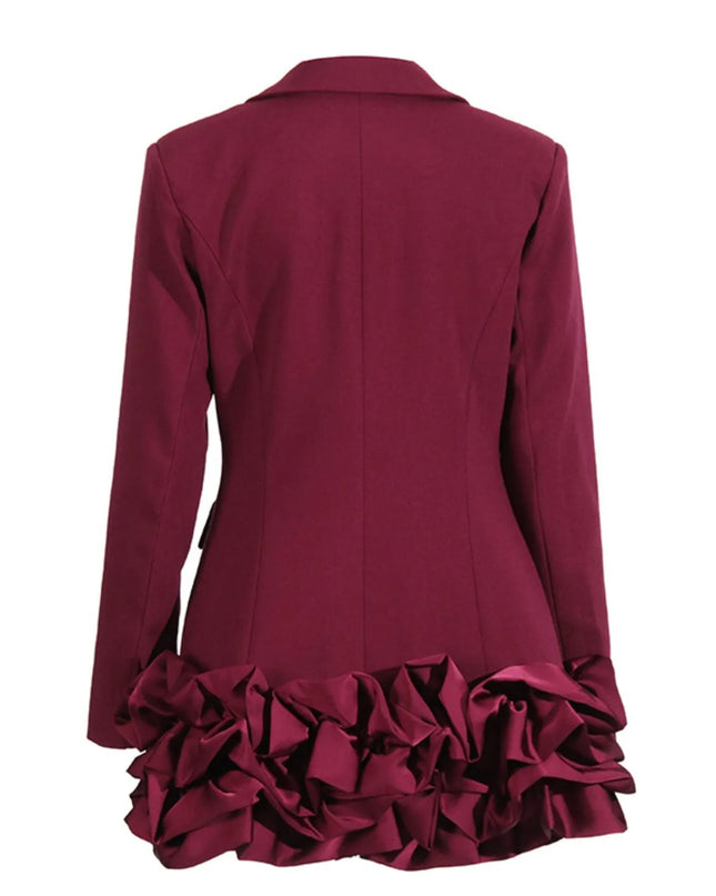 Ruffle Hem Double-Breasted Blazer Dress