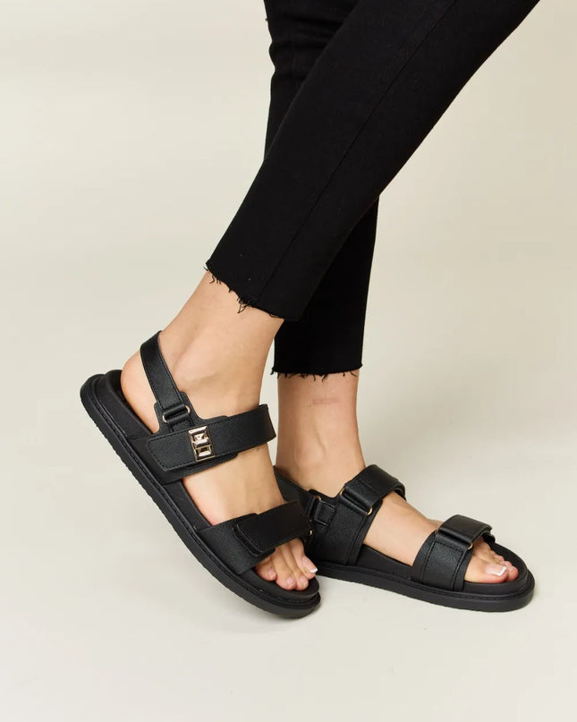 WILD DIVA Velcro Double Strap Slingback Sandals 