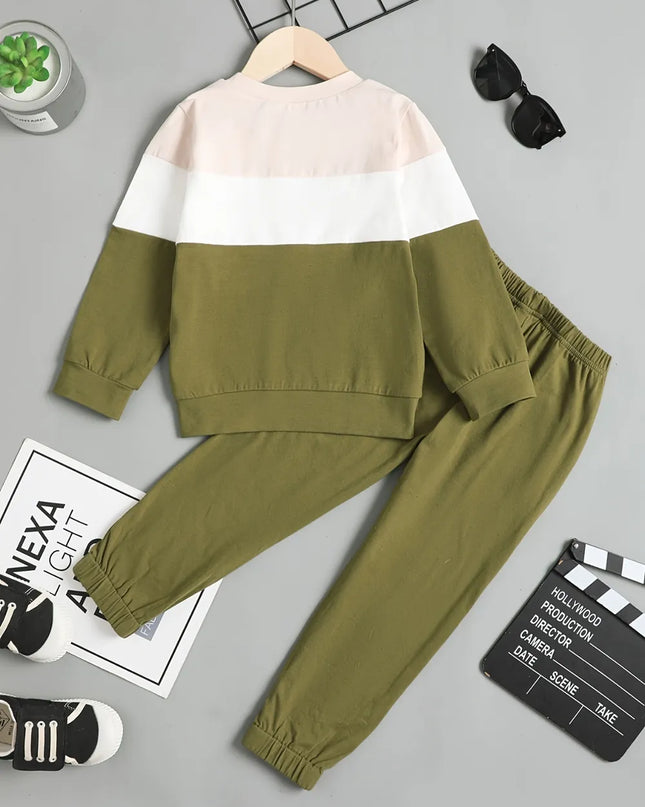 Children's Color Block Top and Pants Set
