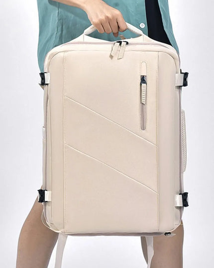 Oxford Cloth Adjustable Straps Backpack Bag Beige One Size