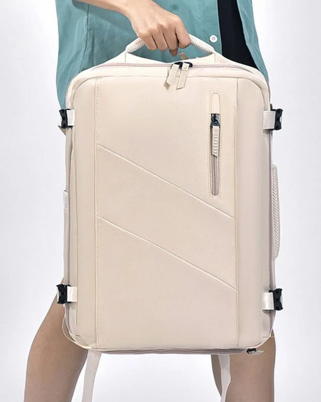 Oxford Cloth Adjustable Straps Backpack Bag Beige One Size