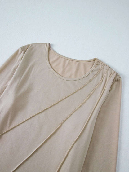 Asymmetric Seam Detail Long Sleeve Top