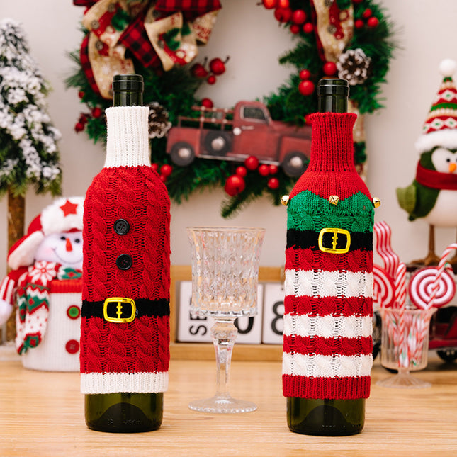 2-Piece Cable-Knit Wine Bottle Covers Multicolor One Size