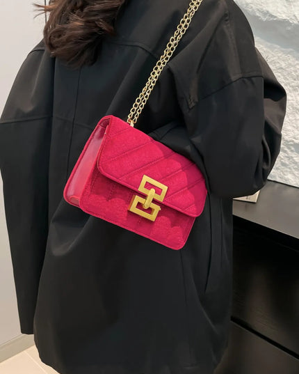 Gold Clasp Chain Shoulder Bag 