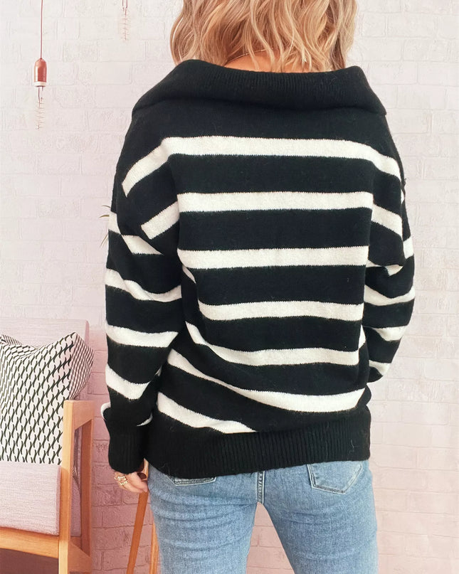 Striped Dropped Shoulder Sweater