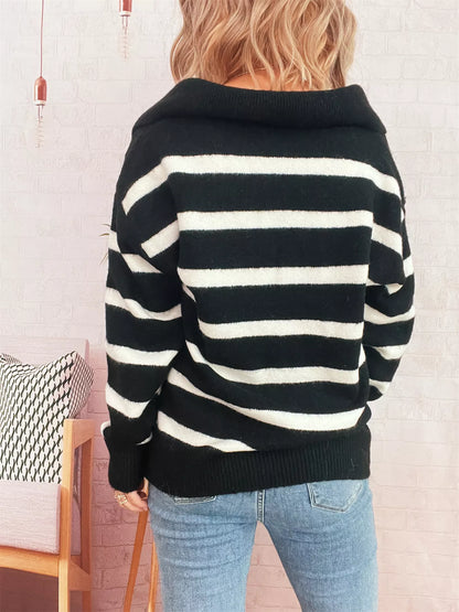 Striped Dropped Shoulder Sweater
