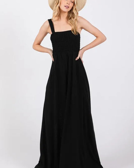 SAGE+FIG Smocked Flowy Wide Leg Jumpsuit