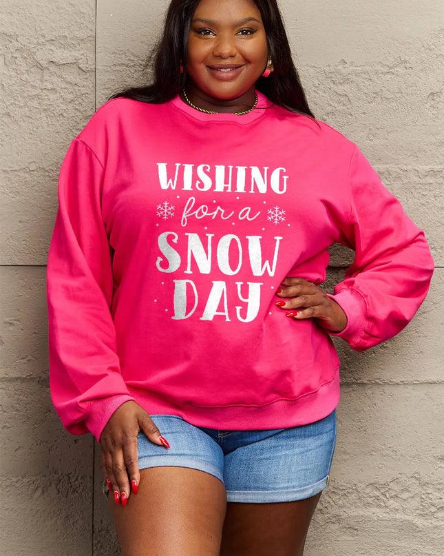 Simply Love Full Size WISHING FOR A SNOW DAY Round Neck Sweatshirt