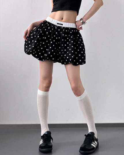 Polka Dot Bubble Shorts with Elastic Waistband