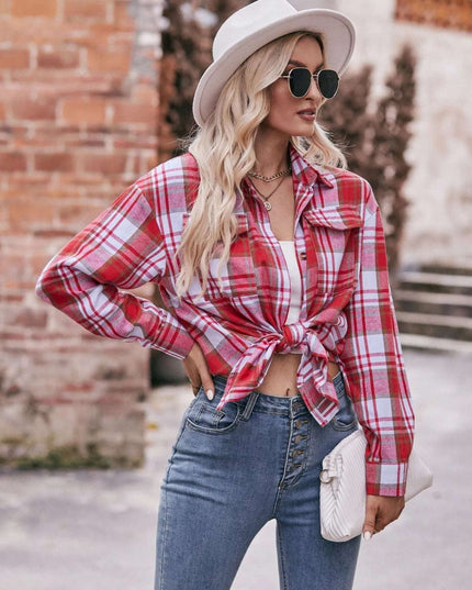 Plaid Button-Down Long Sleeve Shirt