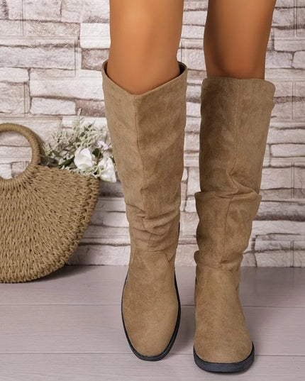 Round Toe Block Heels Boots