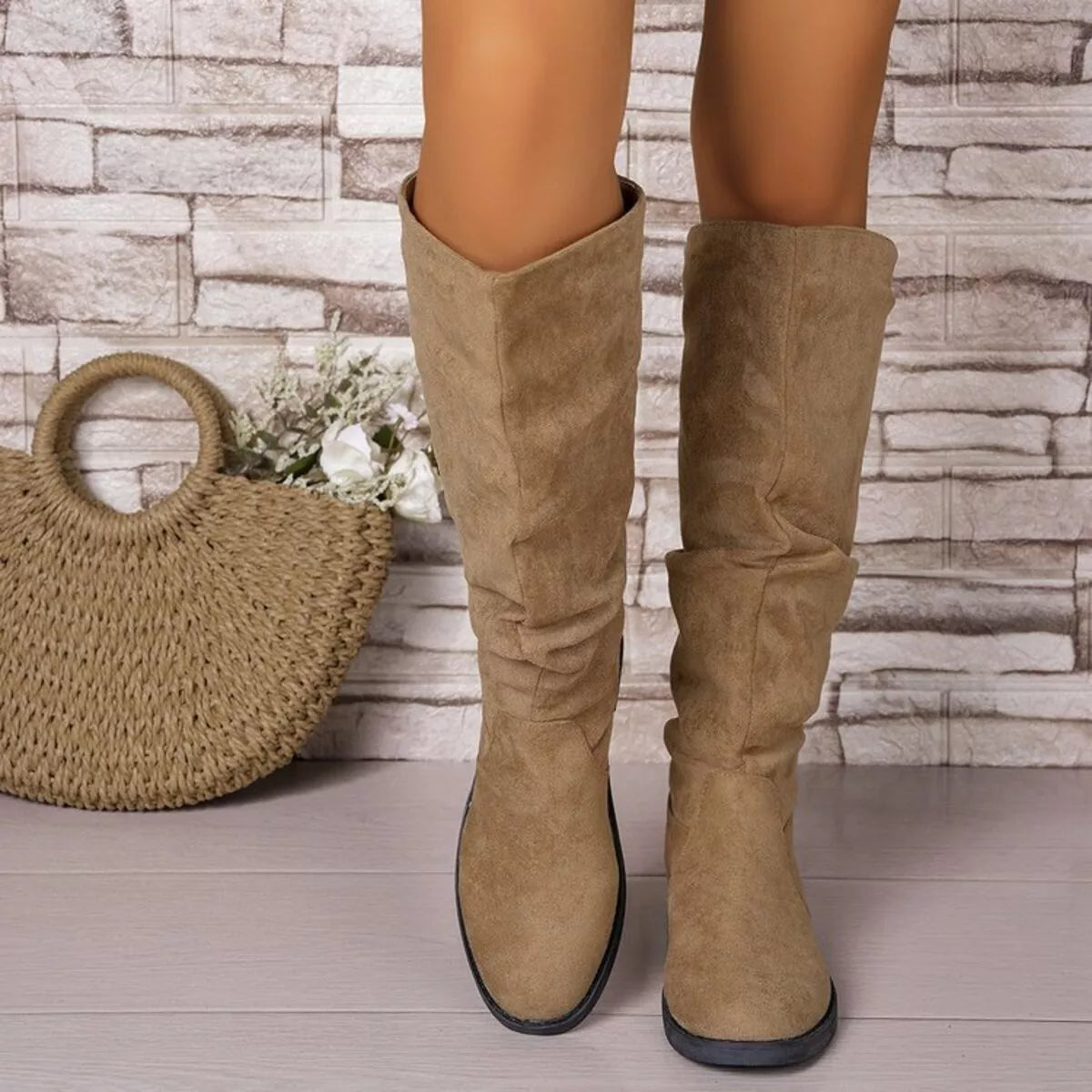 Round Toe Block Heels Boots