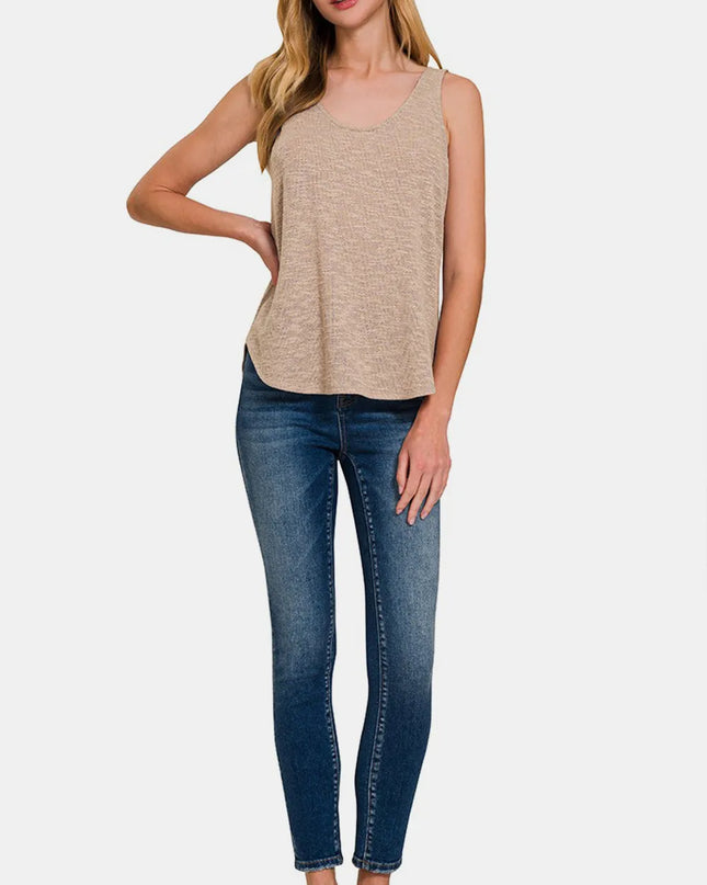 Zenana Curved Hem Round Neck Tank