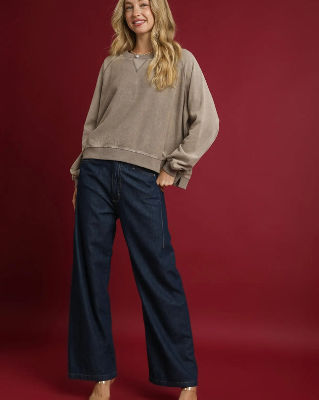 Umgee Mineral Wash French Terry Sweatshirt