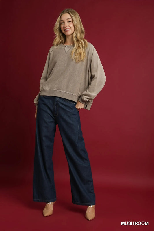 Umgee Mineral Wash French Terry Sweatshirt