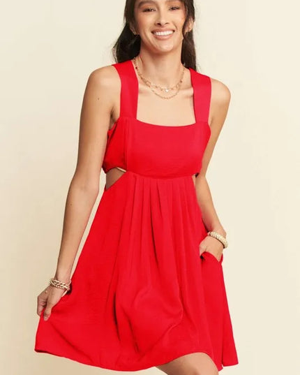 Davi & Dani Washed Satin Cutout Skirt Bandeau Mini Dress 