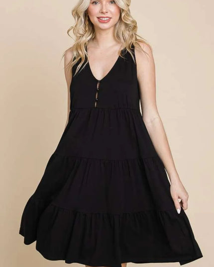 Culture Code Racerback Tiered Tank Dress Black