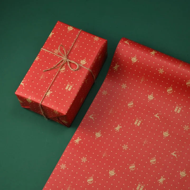 Christmas Gift Wrapping Paper Thickened Christmas Cowhide Wrapping Paper Christmas Tree Elk Gift Box Wrapping Paper Elk Sleigh|Elk Sled * 50*70Cm-50 * 70Cm