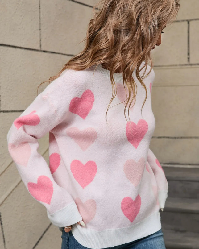 Angel Wings Heart Round Neck Long Sleeve Sweater