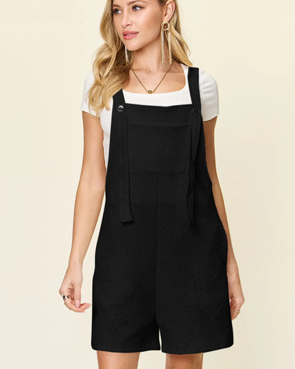 Double Take Full Size Texture Sleeveless Romper Black