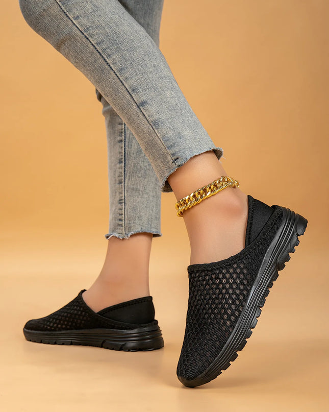 Breathable Mesh Slip-Ons Black